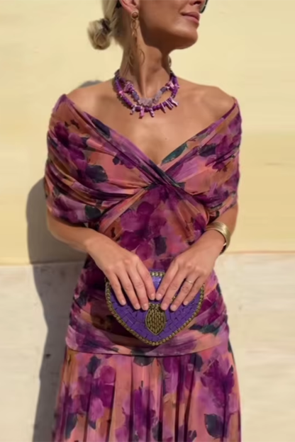 Louise | Elegancka Maxi Sukienka na Przyjęcie z Dekoltem w Serek