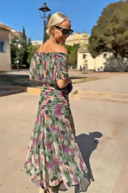 Louise | Elegancka Maxi Sukienka na Przyjęcie z Dekoltem w Serek