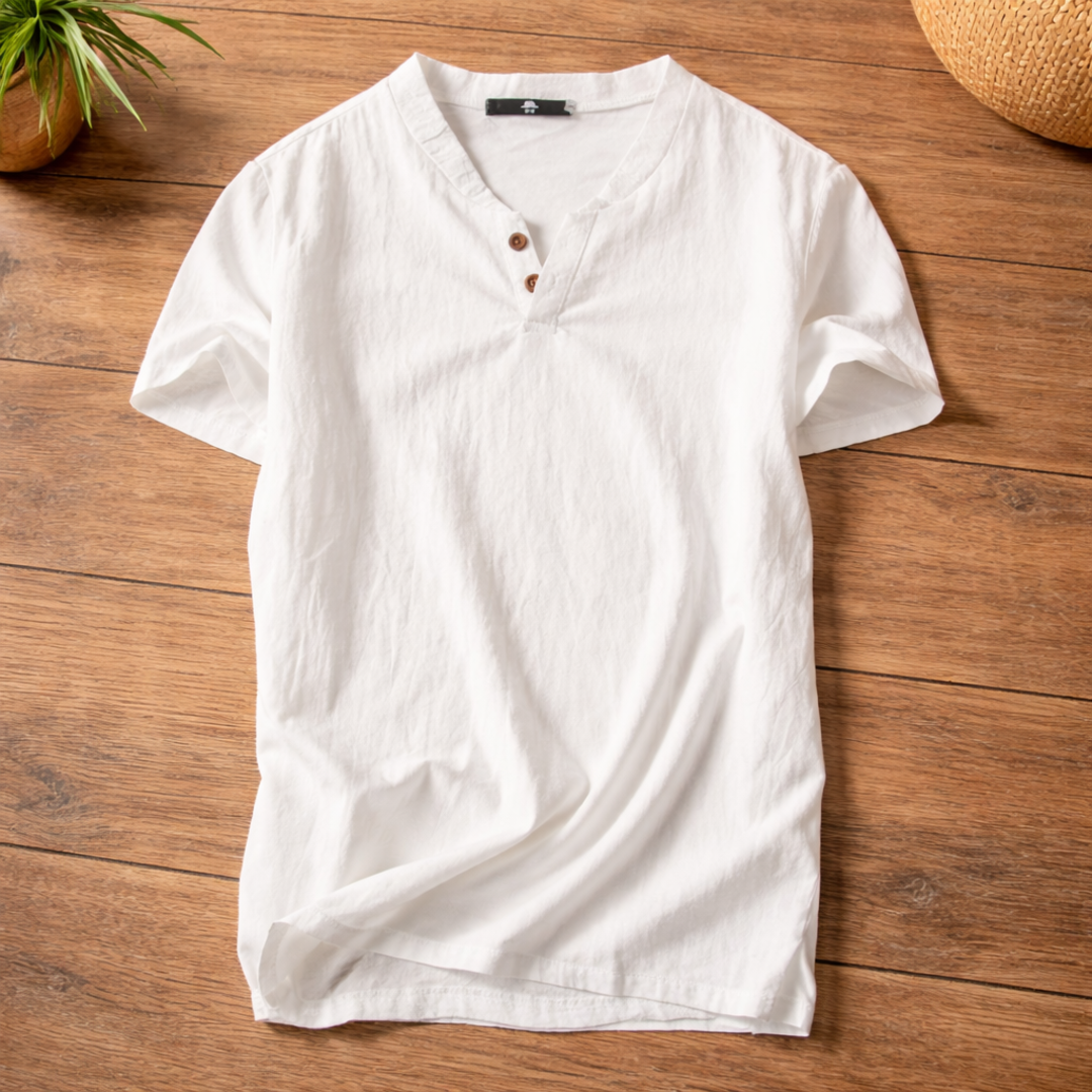 Enzo | Lniana Koszulka Henley