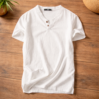 Enzo | Lniana Koszulka Henley