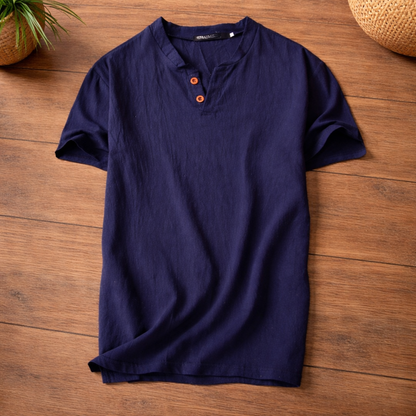 Enzo | Lniana Koszulka Henley
