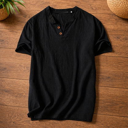 Enzo | Lniana Koszulka Henley