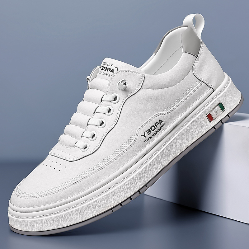 Skórzane sneakersy męskie Lucetti ELARA w kolorze ciemnobrązowym – widok z boku