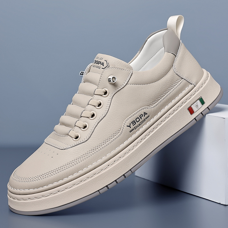 Skórzane sneakersy męskie Lucetti ELARA w kolorze białym – widok z boku
