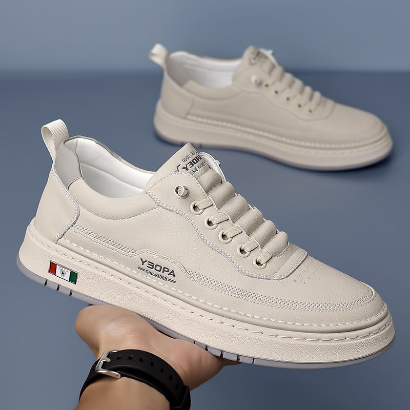 Sznurowanie skórzanych sneakersów męskich Lucetti ELARA w kolorze białym