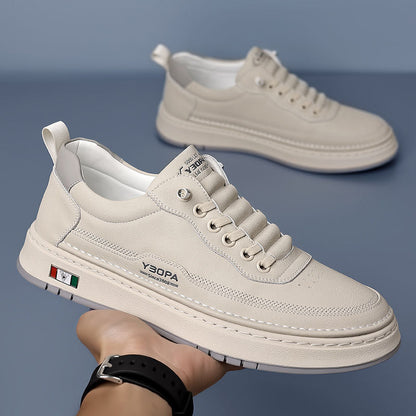 Sznurowanie skórzanych sneakersów męskich Lucetti ELARA w kolorze białym