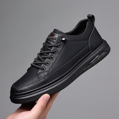Carson – skórzane sneakersy męskie ELARA, detal skórzanej cholewki