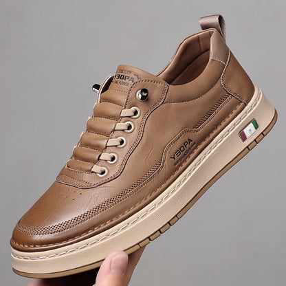 Skórzane sneakersy Lucetti ELARA w kolorze ciemnobrązowym – widok z profilu