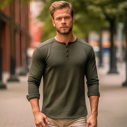 Kai | Koszulka Slim Fit z Dekoltem na Guziki