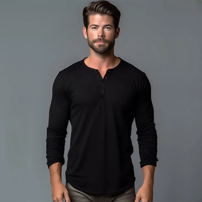 Kai | Koszulka Slim Fit z Dekoltem na Guziki