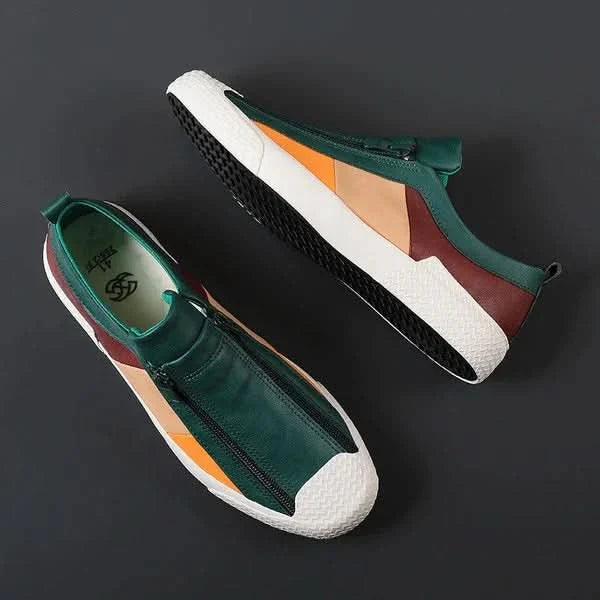 Carradon – skórzane sneakersy męskie ELARA, widok z przodu