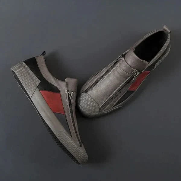 Carradon – skórzane sneakersy męskie ELARA, detal kolorystycznych wstawek