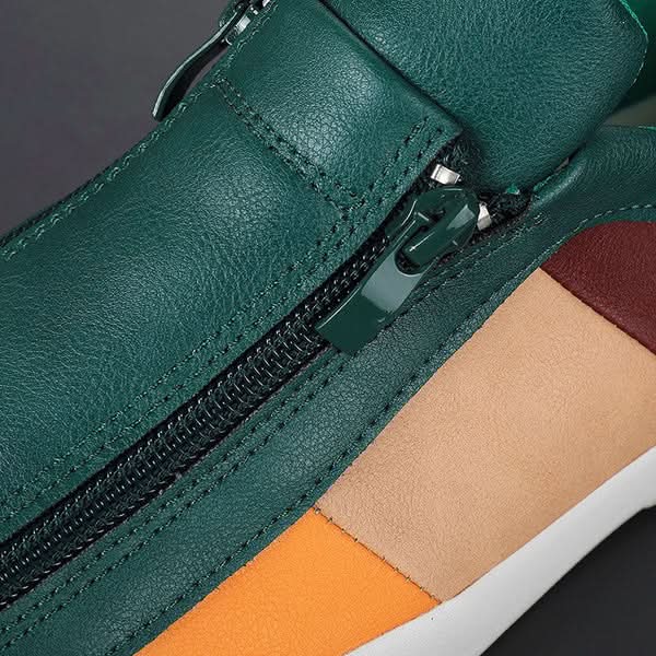 Carradon – skórzane sneakersy męskie ELARA, detal skórzanej cholewki