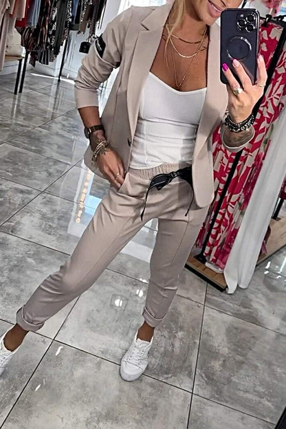 Moxie - Komplet damski dwuczęściowy top z kurtką i elastyczne spodnie