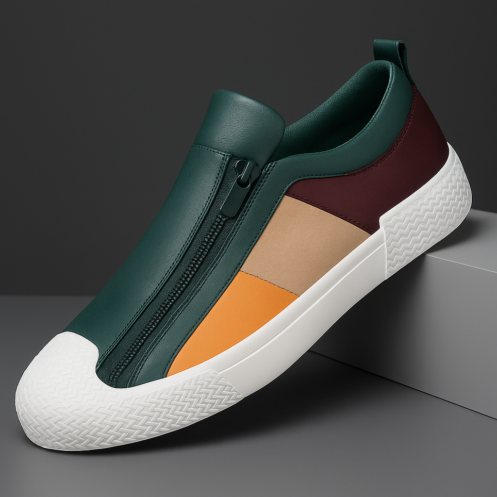 Carradon – skórzane sneakersy męskie ELARA w kolorze zielonym