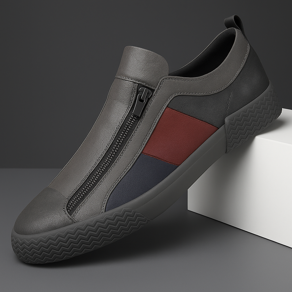 Carradon – skórzane sneakersy męskie ELARA, detal amortyzowanej podeszwy